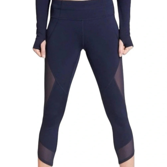 Athleta Women’s Aura Sonar Capri Mesh Leggings in Navy Blue Size XS - Picture 4 of 15